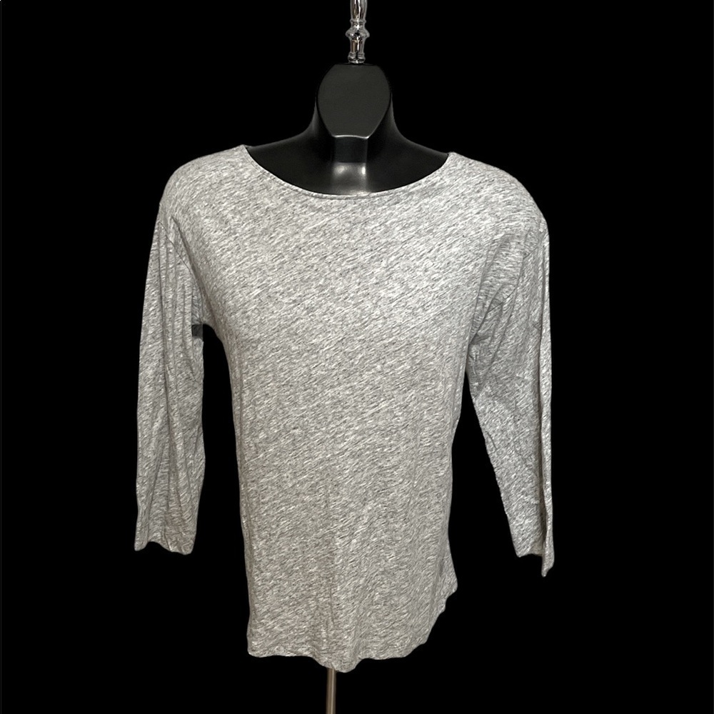 Women’s J. crew 100% cotton 3/4 length sleeve open back round neck top / size L - Picture 2 of 6
